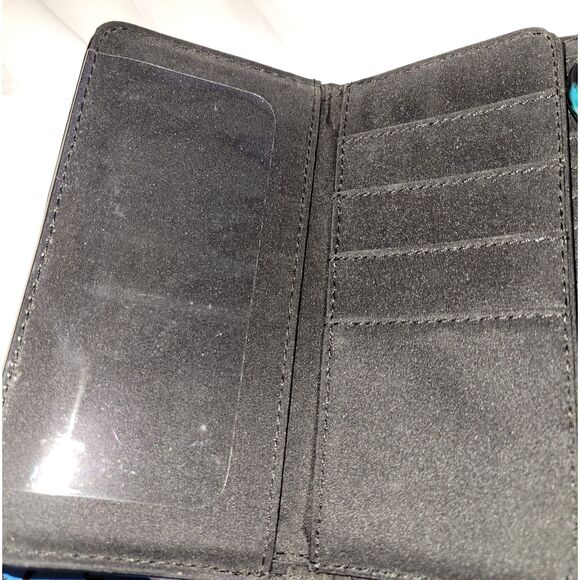 Tommy Hilfiger Geometric Black & Brown Checkbook Women Woman's Trifold Wallet - Picture 3 of 5